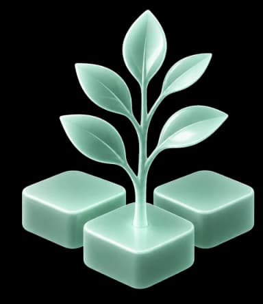 A translucent plant growing from three strategy blocks
