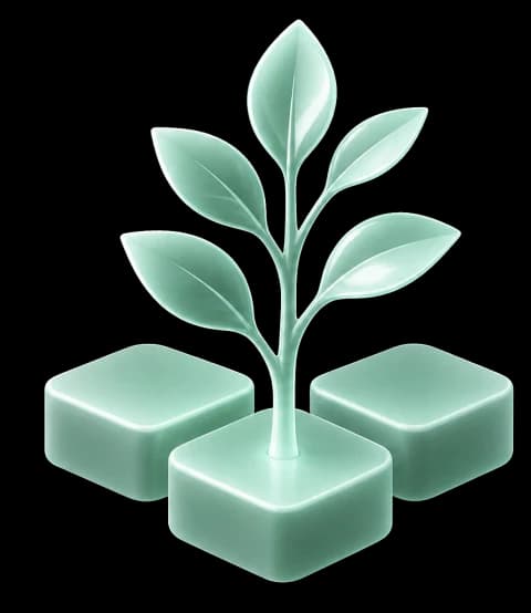 A translucent plant growing from three strategy blocks